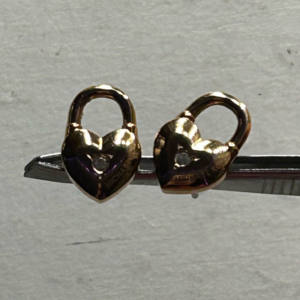 Rose Gold Heart Lock Earrings From Micheal Kors